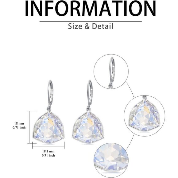 Sterling Silver Diamond Simple Geometric Birthstone Dangle Drop Earring Jewelry - Picture 3 of 5